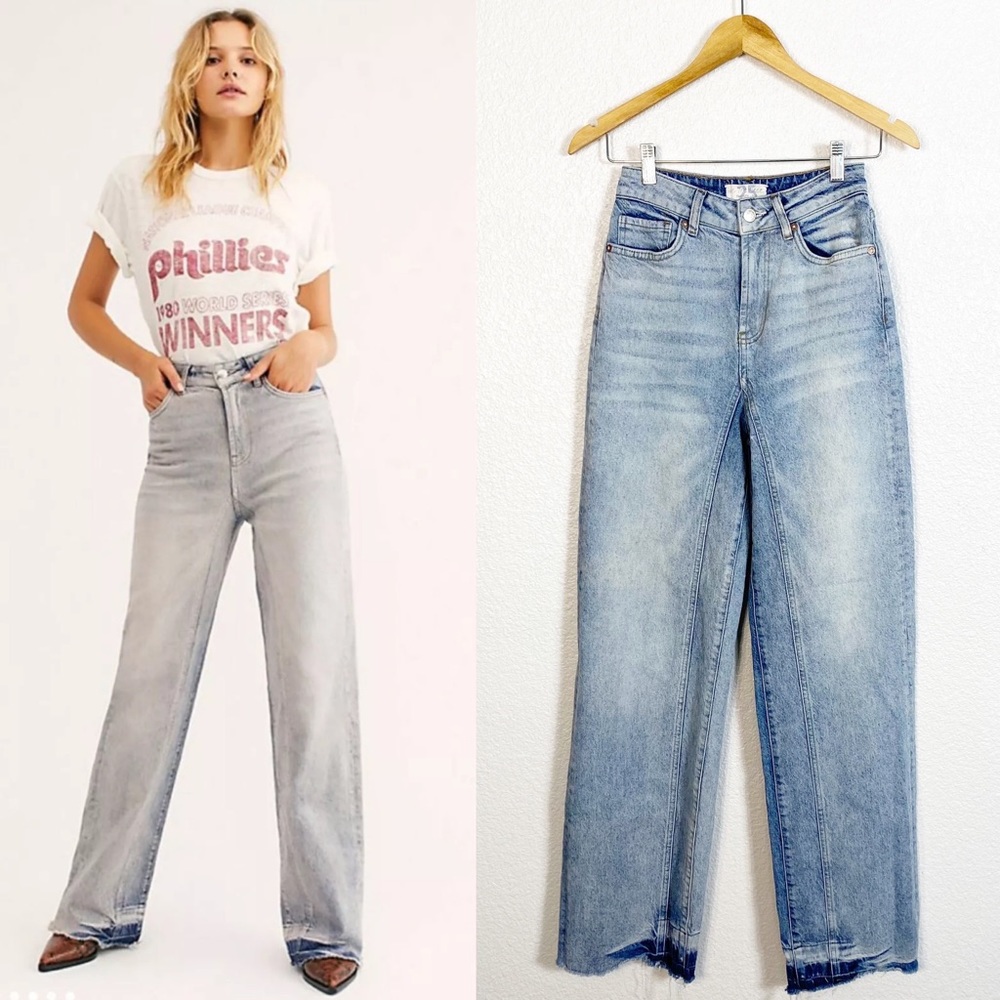 We The Free by Free People Relaxed Straight Slouch Wide Leg Jeans Size 25